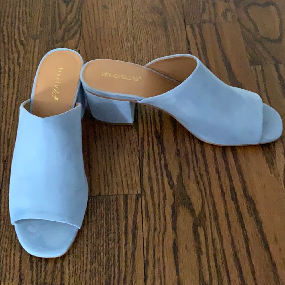 Light blue mules